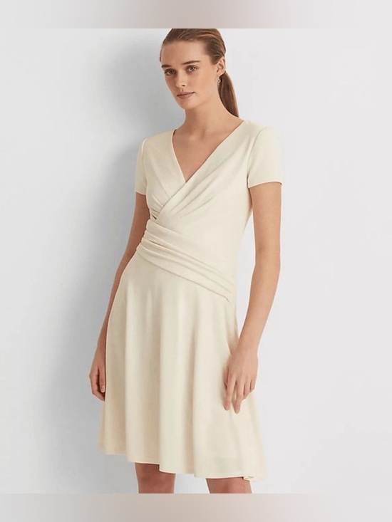 Lauren Ralph Lauren Dresses & Skirts - Lauren Ralph Lauren Foil Print Jersey Cocktail Dress Cream